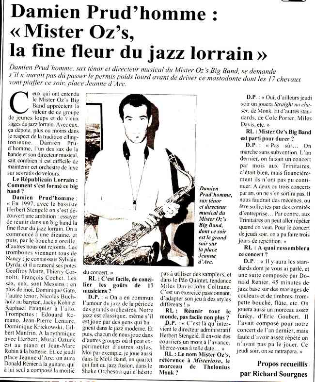 Mister OZ's, la fine fleur du jazz Lorrain