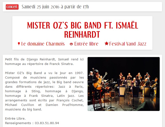 VandJazz Hommage a Frank Sinatra Ferme du Charmois